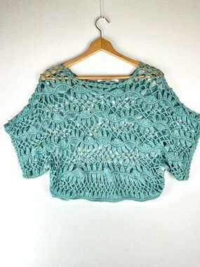 Collective‎ Concepts Crochet Open Weave Sweater Top Boho Featival